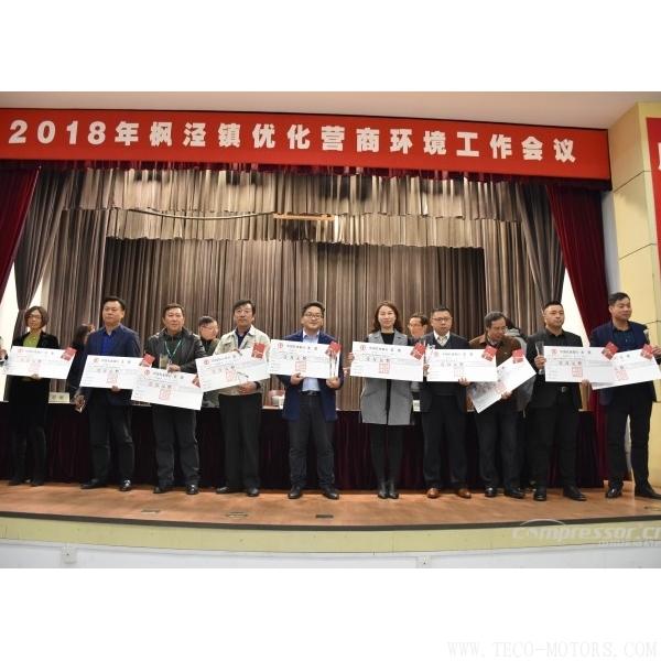 【壓縮機】漢鐘精機和德耐爾在楓涇鎮2018年優化營商環境工作會議上獲獎 行業資訊 第3張 【壓縮機】漢鐘精機和德耐爾在楓涇鎮2018年優化營商環境工作會議上獲獎 - TECO東元電機 | 變頻器·伺服電機·減速機·電機解決方案
