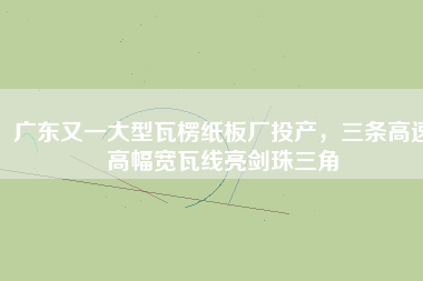 廣東又一大型瓦楞紙板廠投產，三條高速高幅寬瓦線亮劍珠三角