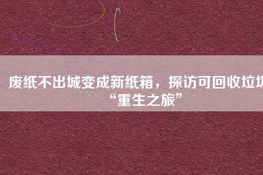 廢紙不出城變成新紙箱，探訪可回收垃圾“重生之旅”