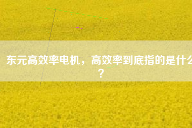 東元高效率電機,高效率到底指的是什么?