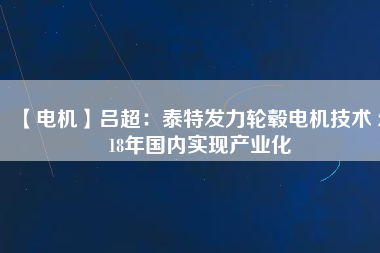 【電機】呂超:泰特發力輪轂電機技術 2018年國內實現產業化 - TECO東元電機 | 變頻器·伺服電機·減速機·電機解決方案