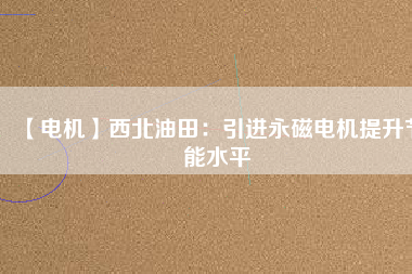 【電機】西北油田：引進永磁電機提升節能水平 - TECO東元電機 | 變頻器·伺服電機·減速機·電機解決方案