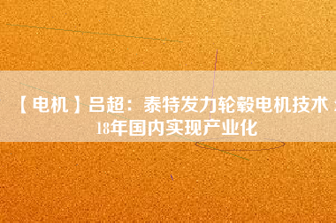 【電機】呂超:泰特發力輪轂電機技術 2018年國內實現產業化 - TECO東元電機 | 變頻器·伺服電機·減速機·電機解決方案
