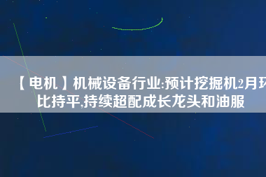 【電機】機械設備行業:預計挖掘機2月環比持平,持續超配成長龍頭和油服 - TECO東元電機 | 變頻器·伺服電機·減速機·電機解決方案