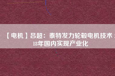 【電機】呂超:泰特發力輪轂電機技術 2018年國內實現產業化 - TECO東元電機 | 變頻器·伺服電機·減速機·電機解決方案