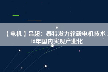 【電機】呂超:泰特發力輪轂電機技術 2018年國內實現產業化 - TECO東元電機 | 變頻器·伺服電機·減速機·電機解決方案
