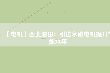 【電機】西北油田：引進永磁電機提升節能水平 - TECO東元電機 | 變頻器·伺服電機·減速機·電機解決方案