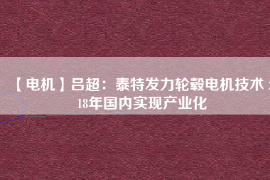 【電機】呂超:泰特發力輪轂電機技術 2018年國內實現產業化 - TECO東元電機 | 變頻器·伺服電機·減速機·電機解決方案