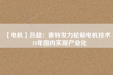 【電機】呂超:泰特發力輪轂電機技術 2018年國內實現產業化 - TECO東元電機 | 變頻器·伺服電機·減速機·電機解決方案