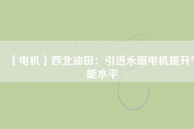 【電機】西北油田：引進永磁電機提升節能水平 - TECO東元電機 | 變頻器·伺服電機·減速機·電機解決方案