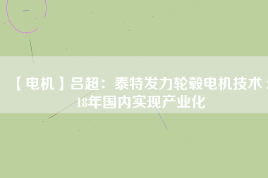 【電機】呂超:泰特發力輪轂電機技術 2018年國內實現產業化 - TECO東元電機 | 變頻器·伺服電機·減速機·電機解決方案