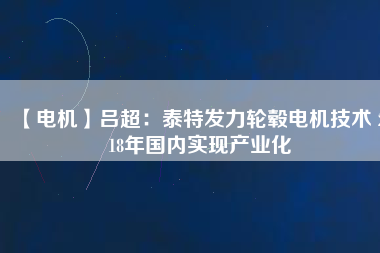 【電機】呂超:泰特發力輪轂電機技術 2018年國內實現產業化 - TECO東元電機 | 變頻器·伺服電機·減速機·電機解決方案