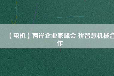 【電機】兩岸企業(yè)家峰會 拚智慧機械合作 - TECO東元電機 | 變頻器·伺服電機·減速機·電機解決方案